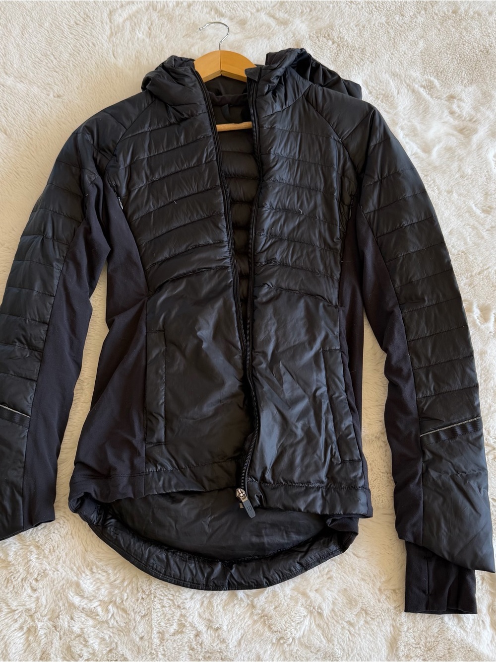 lululemon athletica Black Quilted Hooded Puffer Jacket